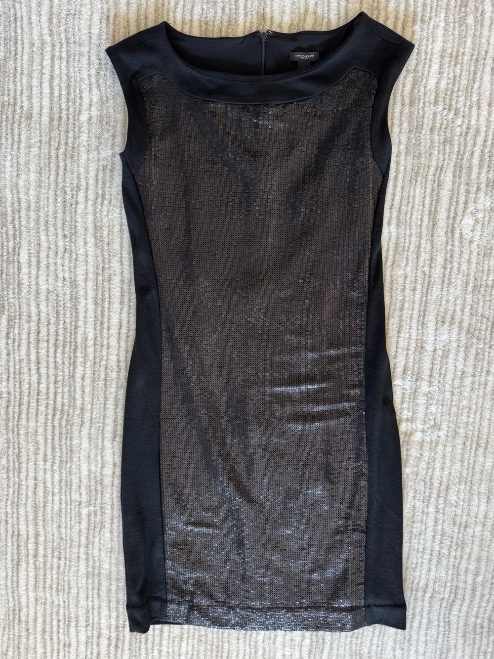 NWT Ann Taylor Black Sequin Sheath Dress Size 0 Cocktail Party LBD
